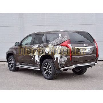 Защита задняя уголки d57 РусСталь для Mitsubishi Pajero Sport 2016-2021