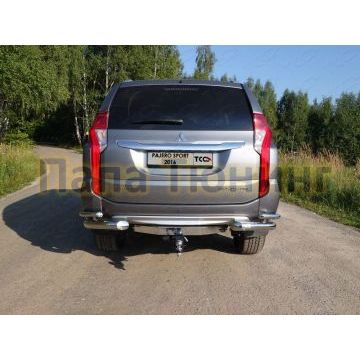 Защита задняя двойные уголки 76-42 мм ТСС для Mitsubishi Pajero Sport 2016-2021