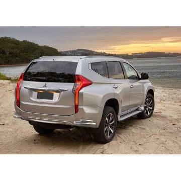 Защита задняя двойные уголки 76-42 мм Rival для Mitsubishi Pajero Sport 2016-2021