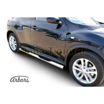 Пороги труба с накладками 76 мм на 4х2 Slitkoff для Nissan Juke 2010-