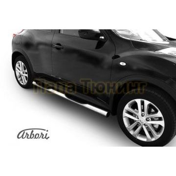 Пороги труба с накладками 76 мм на 4х4 Slitkoff для Nissan Juke 2010-