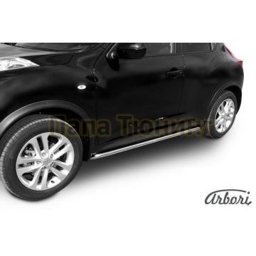 Защита штатных порогов с загибами 42 мм на 4х4 Slitkoff для Nissan Juke 2010- Защита штатных порогов с загибами 42 мм на 4х4 Slitkoff для Nissan Juke 2010-