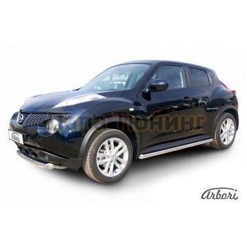 Защита штатных порогов труба 57 мм на 4х2 Slitkoff для Nissan Juke 2010- Защита штатных порогов труба 57 мм на 4х2 Slitkoff для Nissan Juke 2010-