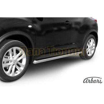 Защита штатных порогов труба 76 мм на 4х4 Slitkoff для Nissan Juke 2010- Защита штатных порогов труба 76 мм на 4х4 Slitkoff для Nissan Juke 2010-