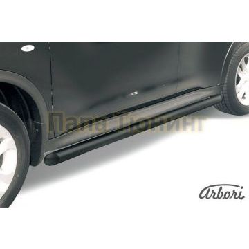 Защита штатных порогов чёрная сталь труба 57 мм на 4х4 Slitkoff для Nissan Juke 2010- Защита штатных порогов чёрная сталь труба 57 мм на 4х4 Slitkoff для Nissan Juke 2010-