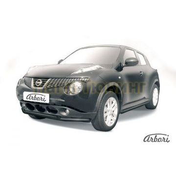 Защита передняя чёрная сталь двойная 57-42 мм на 4х2 Slitkoff для Nissan Juke 2010- Защита передняя чёрная сталь двойная 57-42 мм на 4х2 Slitkoff для Nissan Juke 2010-