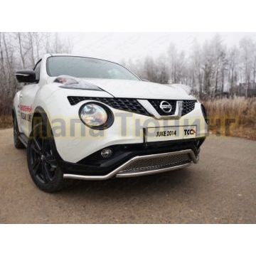 Защита передняя Кенгурятник с вставкой и решеткой 42 мм ТСС для Nissan Juke 2014- Защита передняя Кенгурятник с вставкой и решеткой 42 мм ТСС для Nissan Juke 2014-