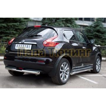 Защита заднего бампера двойная d57-d42 РусСталь для Nissan Juke 2010-