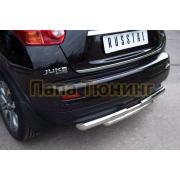 Защита заднего бампера двойная d57-d42 РусСталь для Nissan Juke 2010-