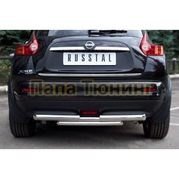 Защита заднего бампера двойная d57-d42 РусСталь для Nissan Juke 2010-