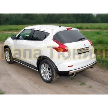 Защита заднего бампера овальная 75х42 мм ТСС для Nissan Juke 2010-2014