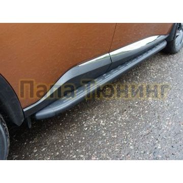 Пороги алюминиевые ТСС с накладкой чёрные для Nissan Murano 2016-
