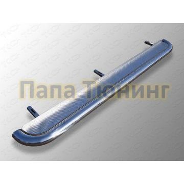 Пороги овал с площадкой нержавеющий лист 75х42 мм ТСС для Nissan Murano 2010-2016