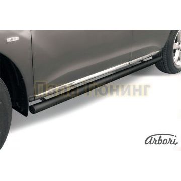 Защита штатных порогов чёрная сталь труба 76 мм Slitkoff для Nissan Murano 2010-2016 Защита штатных порогов чёрная сталь труба 76 мм Slitkoff для Nissan Murano 2010-2016