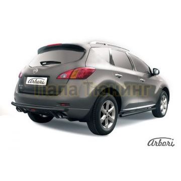 Защита заднего бампера чёрная сталь двойная 57-42 мм Slitkoff для Nissan Murano 2010-2016 Защита заднего бампера чёрная сталь двойная 57-42 мм Slitkoff для Nissan Murano 2010-2016