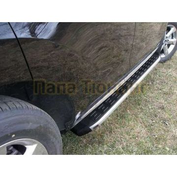 Пороги с площадкой нержавеющий лист 42 мм ТСС для Nissan Murano 2008-2010