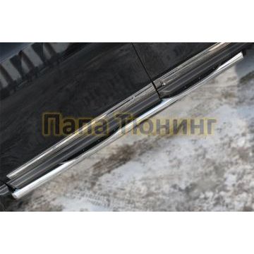 Пороги труба с накладками d76 вариант 1 РусСталь для Nissan Pathfinder 2014-