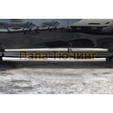Пороги труба с накладками d76 вариант 1 РусСталь для Nissan Pathfinder 2014-