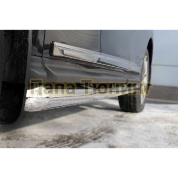 Пороги труба с накладками d76 вариант 1 РусСталь для Nissan Pathfinder 2014-