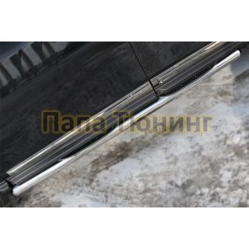 Пороги труба с накладками d76 вариант 3 РусСталь для Nissan Pathfinder 2014-