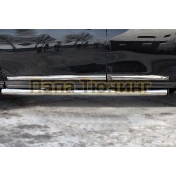 Пороги труба с накладками d76 вариант 3 РусСталь для Nissan Pathfinder 2014-