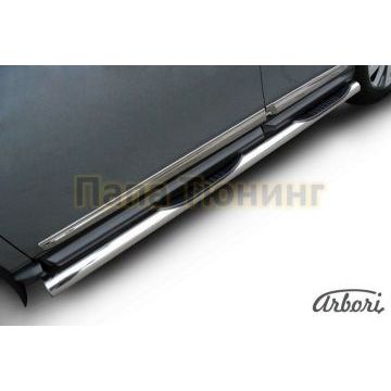 Пороги труба с накладками 76 мм Slitkoff для Nissan Pathfinder 2014- Пороги труба с накладками 76 мм Slitkoff для Nissan Pathfinder 2014-