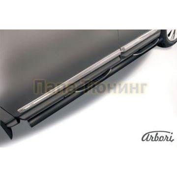 Пороги чёрная сталь труба с накладками 76 мм Slitkoff для Nissan Pathfinder 2014- Пороги чёрная сталь труба с накладками 76 мм Slitkoff для Nissan Pathfinder 2014-