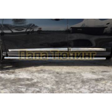 Пороги труба овальная с проступью 120х60 мм РусСталь для Nissan Pathfinder 2014-