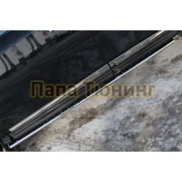 Пороги труба овальная с проступью 75х42 мм РусСталь для Nissan Pathfinder 2014-