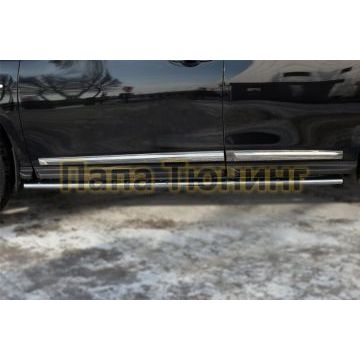 Пороги труба овальная с проступью 75х42 мм РусСталь для Nissan Pathfinder 2014-