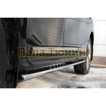 Пороги труба овальная с проступью 75х42 мм РусСталь для Nissan Pathfinder 2014-