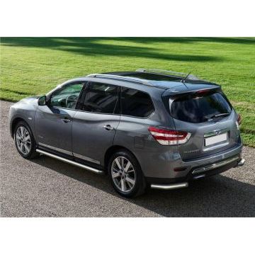 Защита штатных порогов 76 мм Rival для Nissan Pathfinder 2014-2016