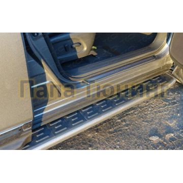 Пороги алюминиевые ТСС с накладкой для Nissan Pathfinder 2014- Пороги алюминиевые ТСС с накладкой для Nissan Pathfinder 2014-