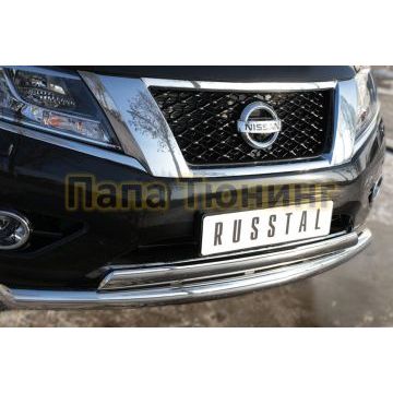 Защита передняя двойная 76-75х42 мм РусСталь для Nissan Pathfinder 2014-