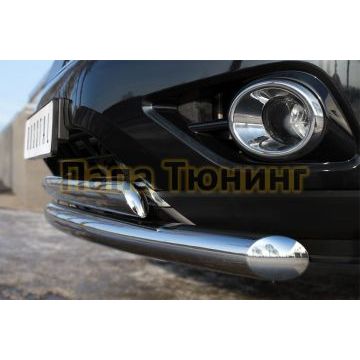 Защита передняя двойная 76-75х42 мм РусСталь для Nissan Pathfinder 2014-