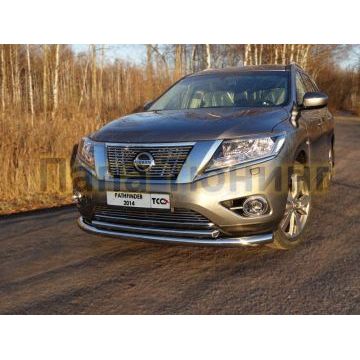 Защита передняя двойная 76/50 мм ТСС для Nissan Pathfinder 2014-