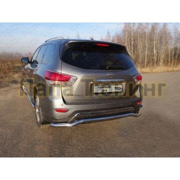 Защита заднего бампера 60 мм ТСС для Nissan Pathfinder 2014-