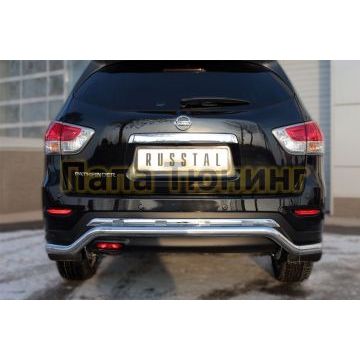 Защита заднего бампера d57 волна РусСталь для Nissan Pathfinder 2014-