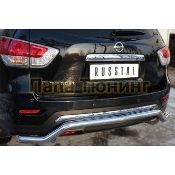 Защита заднего бампера d57 волна РусСталь для Nissan Pathfinder 2014-