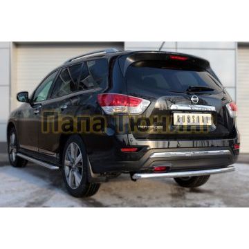 Защита заднего бампера d57 дуга РусСталь для Nissan Pathfinder 2014-