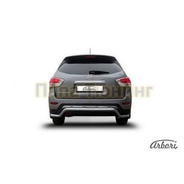 Защита заднего бампера волна 57 мм Slitkoff для Nissan Pathfinder 2014-