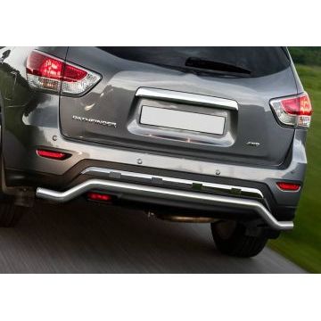 Защита заднего бампера волна 57 мм Rival для Nissan Pathfinder 2014-2016