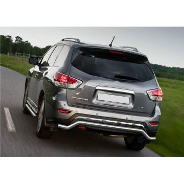 Защита заднего бампера волна 57 мм Rival для Nissan Pathfinder 2014-2016