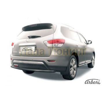 Защита заднего бампера чёрная сталь 57 мм Slitkoff для Nissan Pathfinder 2014-