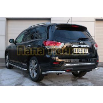 Защита задняя уголки d57 РусСталь для Nissan Pathfinder 2014-