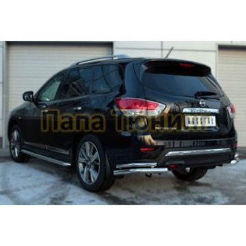 Защита задняя двойные уголки d57-d42 РусСталь для Nissan Pathfinder 2014-