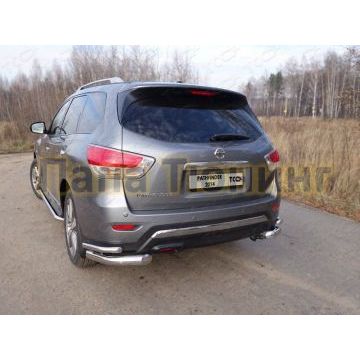 Защита задняя двойные уголки 76-42 мм ТСС для Nissan Pathfinder 2014-
