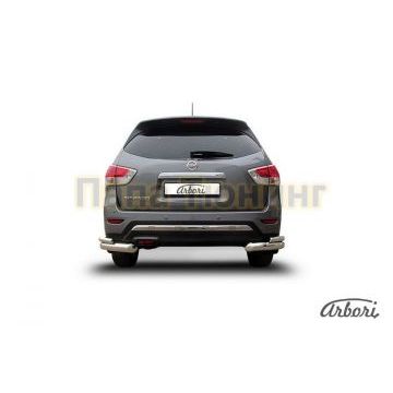 Защита задняя двойные уголки 76-42 мм Slitkoff для Nissan Pathfinder 2014-