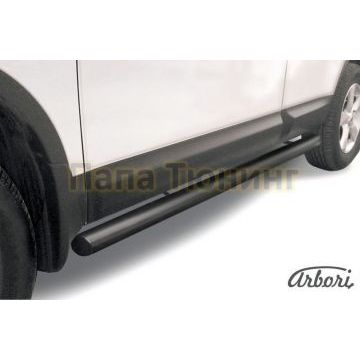 Защита штатных порогов чёрная сталь труба 76 мм Slitkoff для Nissan Qashqai +2 2007-2010