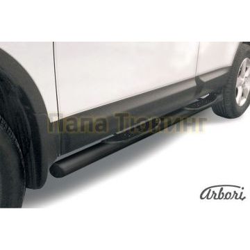 Пороги чёрная сталь труба с накладками 76 мм Slitkoff для Nissan Qashqai 2007-2010